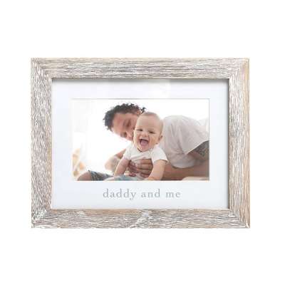 high quality wholesale custom 6x8 wood distressed white Daddy and Me Keepsake Picture Frame for Father's Day New Dad Gifts