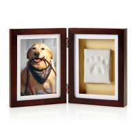 High quality custom original Brown wood home decor Baby Pet handprint clay kit photo frame 3D art shadow box frame