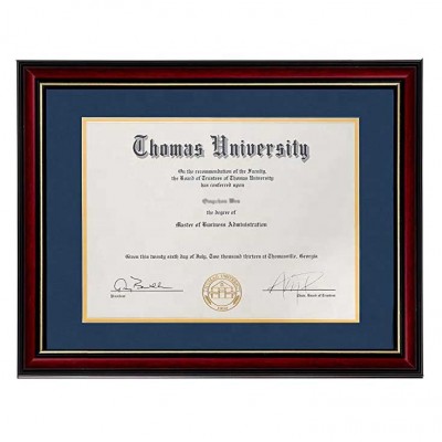 amazon hot sale custom 11x14 Modern classic wood cherry document certificates 8.5*11 double graduation diploma frame with tassel