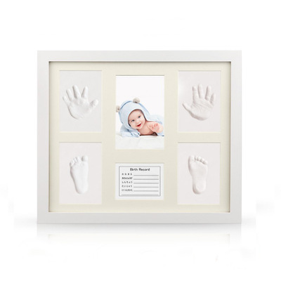 High quality wood custom 12 month baby photo frame baby hand and foot print photo frame souvenir gift