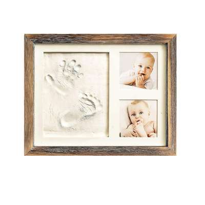 2020 new design custom 8x10 Rustic brown wood Baby Hand and Footprint Kit Frame for  Baby Nursery Decor