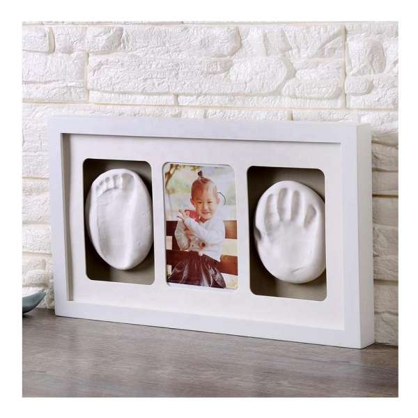 High quality Custom ECO wood Baby Soft Clay Handprint Footprint Kit home decoration photo Shadow box Frame