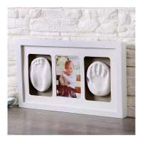 High quality Custom ECO wood Baby Soft Clay Handprint Footprint Kit home decoration photo Shadow box Frame