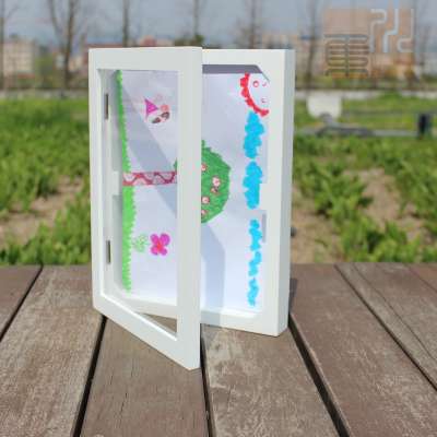 Cheap wholesale  Custom Vertical Hinged Wooden Folding Photo Frames Black Shadow Box